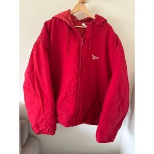 Vtg 80s/90s REEBOK Nylon Windbreaker Zip Up JACKET Red/White XL